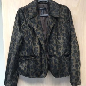 INC faux fur animal print jacket